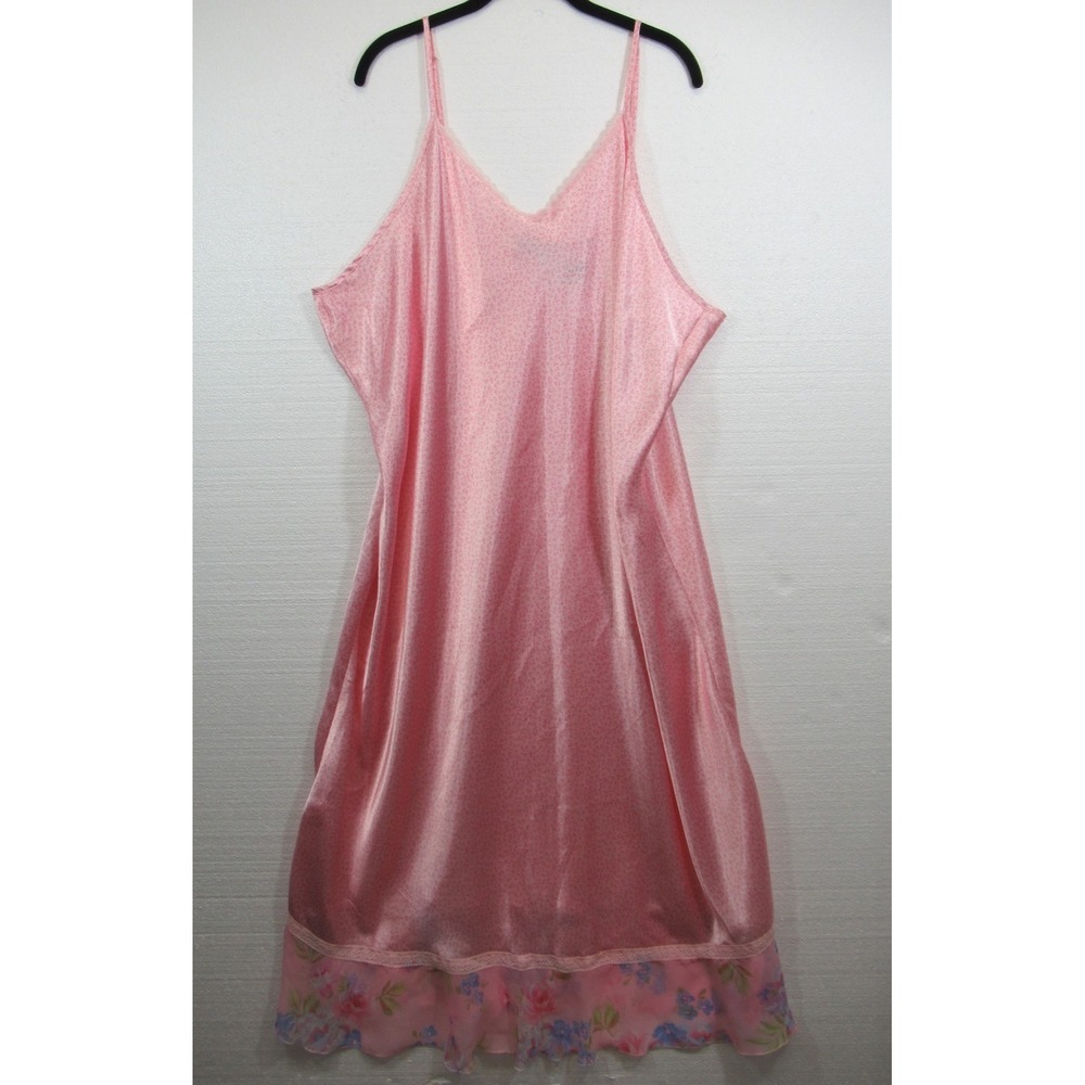 Jaclyn Smith Satin & Chiffon Chemise Slip Nightgown Plus Size 3X Pink